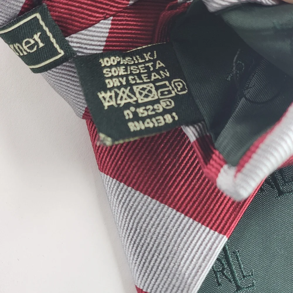 RALPH LAUREN Red & Gray Silk Tie.